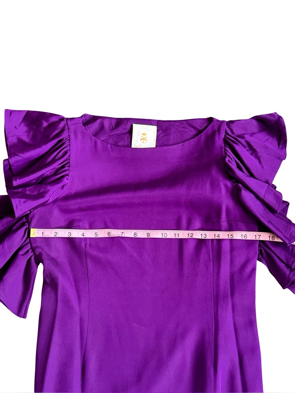 Abaete Purple Sheath Mini Dress with Ruffled Flutter Sleeves - Picture 7 of 8